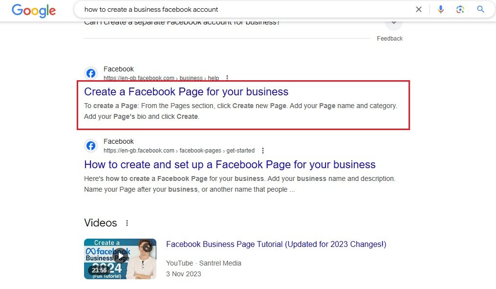 how to create a business facebook account